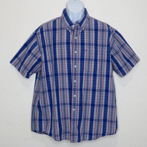 IZOD* Men's Short Sleeve Button Down Curved Hem Chest Pocket Shirt~ Size XL - Picture 1 of 12
